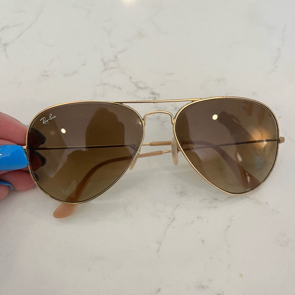 Ray-Ban Gold Frame Sunglasses with Brown Lenses
